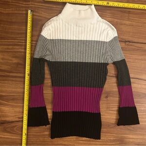VENUS Cream Gray Purple Black Ribbed Mockneck Sweater
